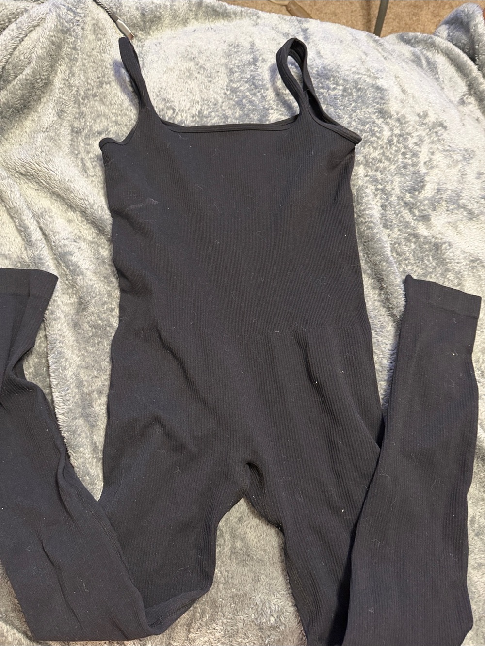 Black Ribbed Sleeveless Jumpsuit
